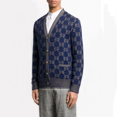 [구찌]Gucci 2020 Mm/Wm Trendy V-neck Wool Cardigan - 구찌 2020 남자 트렌디 브이넥 울 가디건 Guc02685x.Size(s - l).네이비