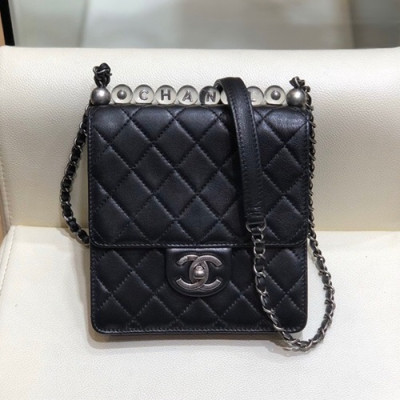 Chanel 2020 Leather Chain Shoulder Cross Bag,18CM - 샤넬 2020 레더 체인 숄더 크로스백 CHAB1469,18CM,블랙