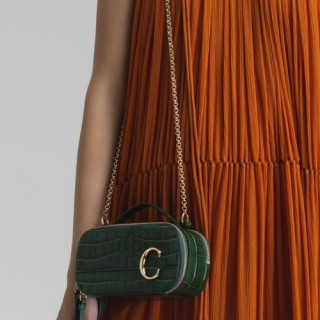 Chole 2020 C Vanity Leather Chain Tote Shoulder Bag, 19cm -  끌로에 2020 C 베니티 레더 체인 토트 숄더백,CLB0190,19cm,그린