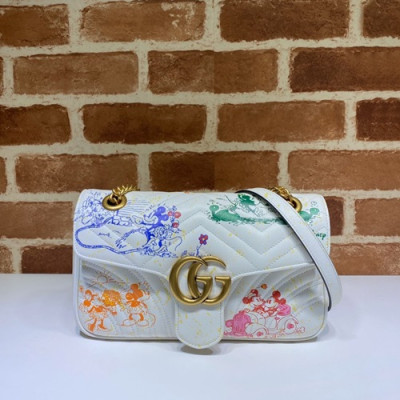 Gucci 2020 GG Marmont Matlase Women Shoulder Bag,26CM - 구찌 2020 GG 마몬트 마틀라세 여성용 숄더백 443497,GUB1110,26CM,화이트
