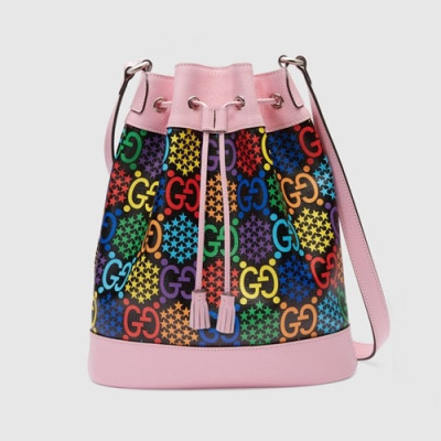 Gucci 2020 Psychedelic Bucket Shoulder Bag,31CM - 구찌 2020 사이키델릭 여성용 버킷 숄더백 ,598149, GUB1113,31cm, 블랙핑크