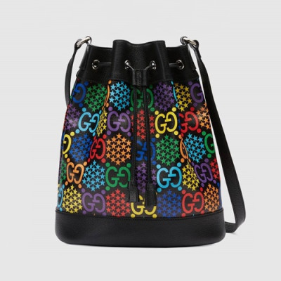 Gucci 2020 Psychedelic Bucket Shoulder Bag,31CM - 구찌 2020 사이키델릭 여성용 버킷 숄더백 ,598149, GUB1114,31cm, 블랙