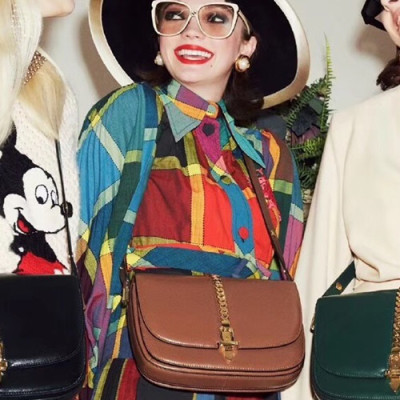Gucci 2020  Sylvie 1969 Shoulder Bag,25CM - 구찌 2020 실비 1969 숄더백 601067,GUB1131,25cm,브라운
