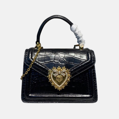 Dolce&Gabbana 2020 Leather Chain Tote Shoulder Bag ,20CM - 돌체 앤 가바나 2020 여성용 레더 체인 토트 숄더백 DGB0260,20cm,블랙