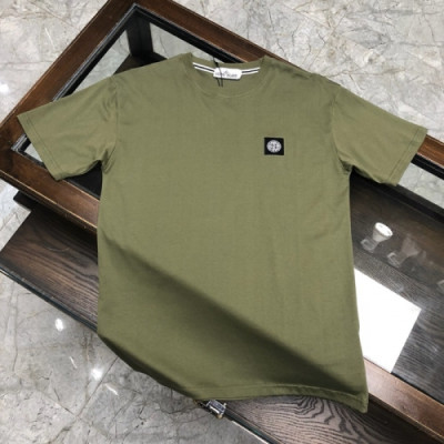 [스톤아일랜드]Stone Island 2020 Mens Crew-neck Cotton Short Sleeved Tshirts - 스톤아일랜드 2020 남성 크루넥 코튼 반팔티 Sto02010x.Size(m - 2xl).카키