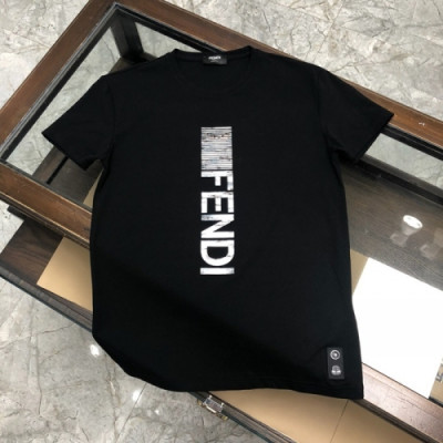 [펜디]Fendi 2020 Mens Logo Casual Silket Short Sleeved Tshirts - 펜디 2020 남성 로고 캐쥬얼 실켓 반팔티 Fen0693x.Size(m - 3xl).블랙