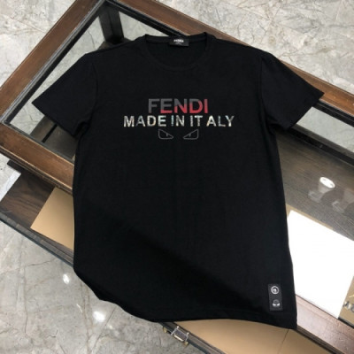 [펜디]Fendi 2020 Mens Logo Casual Silket Short Sleeved Tshirts - 펜디 2020 남성 로고 캐쥬얼 실켓 반팔티 Fen0695x.Size(m - 3xl).블랙