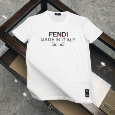 [펜디]Fendi 2020 Mens Logo Casual Silket Short Sleeved Tshirts - 펜디 2020 남성 로고 캐쥬얼 실켓 반팔티 Fen0696x.Size(m - 3xl).화이트