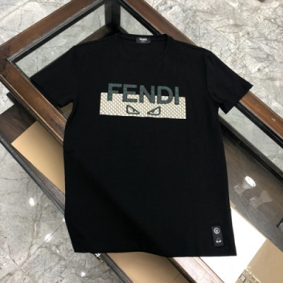 [펜디]Fendi 2020 Mens Logo Casual Silket Short Sleeved Tshirts - 펜디 2020 남성 로고 캐쥬얼 실켓 반팔티 Fen0697x.Size(m - 3xl).블랙