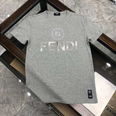 [펜디]Fendi 2020 Mens Logo Casual Silket Short Sleeved Tshirts - 펜디 2020 남성 로고 캐쥬얼 실켓 반팔티 Fen0703x.Size(m - 3xl).그레이