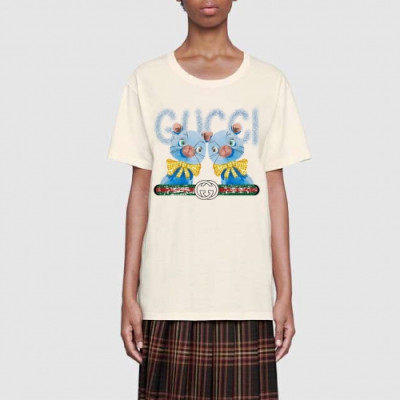 [매장판]Gucci 2020 Mm/Wm Logo Cotton Short Sleeved Tshirts - 구찌 2020 남/녀 로고 코튼 반팔티 Guc02738x.Size(xs - l).아이보리