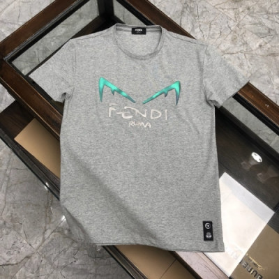 [펜디]Fendi 2020 Mens Logo Casual Silket Short Sleeved Tshirts - 펜디 2020 남성 로고 캐쥬얼 실켓 반팔티 Fen0712x.Size(m - 3xl).그레이