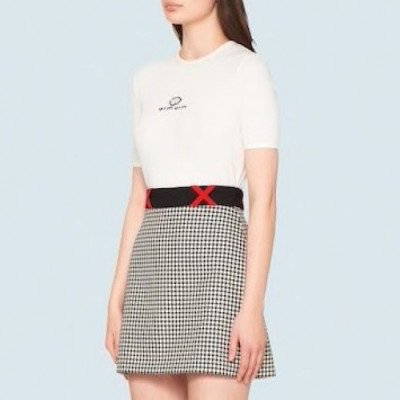 [미우미우]Miumiu 2020 Ladies Cotton Short Sleeved Tshirts - 미우미우 2020 여성 코튼 반팔티 Miu0194x.Size(s - l).화이트