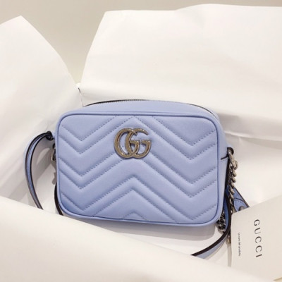 Gucci 2020 Marmont Matlase Shoulder Bag,18CM - 구찌 2020 마몬트 마틀라세 숄더백 448065,GUB1136,18cm,스카이블루