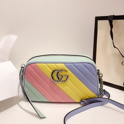 Gucci 2020 Marmont Matlase Shoulder Bag,24CM - 구찌 2020 마몬트 마틀라세 숄더백 447632,GUB1138,24cm,옐로우핑크블루민트