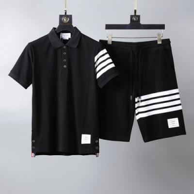 [톰브라운]Thom browne 2022 Mens Casual Training Short Sleeved Clothes&Half Pants - 톰브라운 2022 남성 캐쥬얼 트레이닝 반팔티&반바지 Thom0837x.Size(m - 2xl).블랙