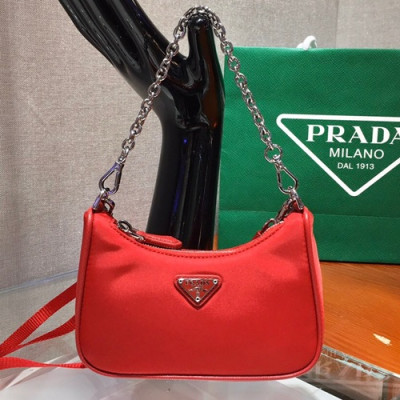 Prada 2020 Nylon Mini Hobo Tote Shoulder Bag,15CM - 프라다 2020 나일론 미니 호보 토트 숄더백,PRAB0117,15cm,레드