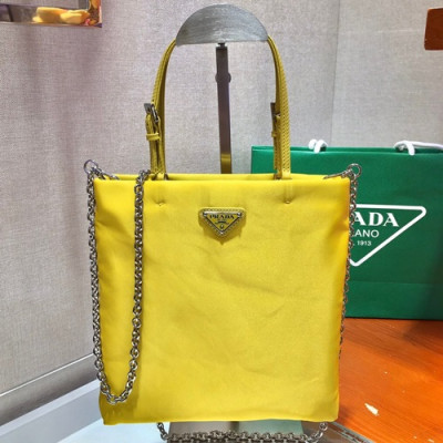 Prada 2020 Nylon Tote Shoulder Shopper Bag,23cm - 프라다 2020 여성용 나일론 토트 숄더 쇼퍼백 ,1BA252-3,23cm,옐로우