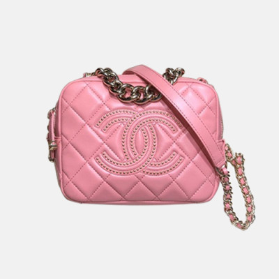 Chanel 2020 Leather Camera Chain Cross Bag,18CM - 샤넬 2020 레더 카메라 체인 크로스백,CHAB1487,18CM,핑크