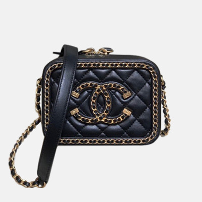 Chanel 2020 Leather Chain Shoulder Cross Bag,14.5CM - 샤넬 2020 레더 체인 숄더 크로스백,CHAB1495,18CM,블랙