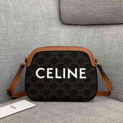 Celine 2020 Triomphe Canvas Folco Shoulder Bag,20CM - 셀린느 2020 트리옴페 캔버스 폴코 숄더백 ,191522-2,20CM,브라운