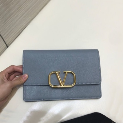 Valentino 2020 Leather Clutch Bag,21.5CM - 발렌티노 2020 레더 여성용 클러치백,VTB1008,21.5CM,블루