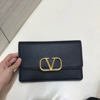 Valentino 2020 Leather Clutch Bag,21.5CM - 발렌티노 2020 레더 여성용 클러치백,VTB1009,21.5CM,블랙
