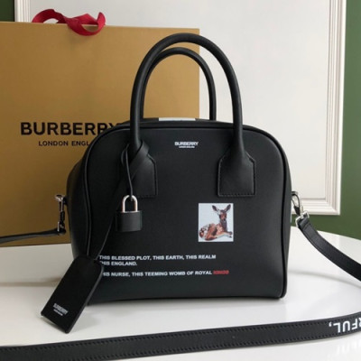 Burberry 2020 Leather Tote Shoulder Bag, 34cm - 버버리 2020 여성용 레더 토트 숄더백 ,BURB0485,34cm,블랙