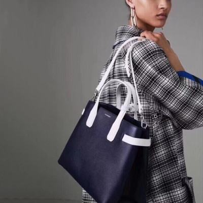 Burberry 2020 Leather Tote Shoulder Bag, 34cm - 버버리 2020 여성용 레더 토트 숄더백 ,BURB0491,34cm,네이비