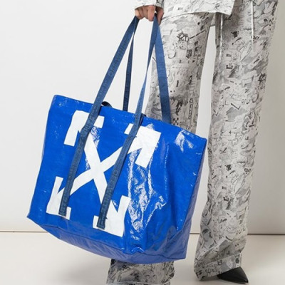 Off White 2020 Tote Shoulder Shopper Bag - 오프화이트 2020 남여공용 토트 숄더 쇼퍼백 OFFB0109,48cm,블루