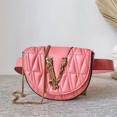 Versace 2020 Leather Hip Sack / Shoulder Bag,18CM - 베르사체 2020 여성용 레더 힙색 / 숄더백 ,VERB0069,18CM,핑크