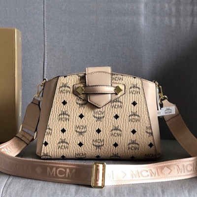 MCM 2020 Ladies Visetos Shoulder Bag,26cm - 엠씨엠 2020 여성용 비세토스 숄더백 MCMB0450, 26cm,베이지