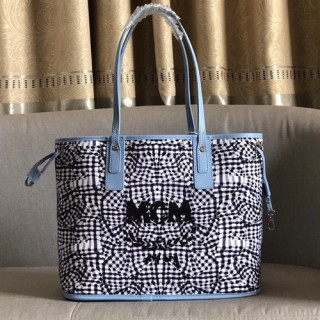 MCM 2020 Tote Shoulder Shopper Bag,36cm - 엠씨엠 2020 여성용 토트 숄더 쇼퍼백 MCMB0465, 36cm,블루