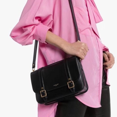 Saint Laurent 2020 Leather Messenger Shoulder Bag,24CM - 입생로랑 2020 레더 메신저 숄더백 , SLB0561,24CM,블랙