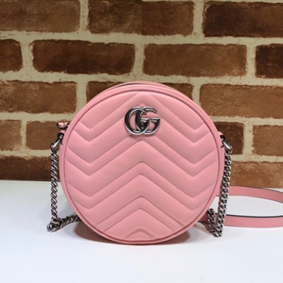 Gucci 2020 GG Marmont Mini Round Women Shoulder Bag,18CM - 구찌 2020 GG 마몬트 미니 라운드 여성용 숄더백 550154,GUB1158,18CM,핑크