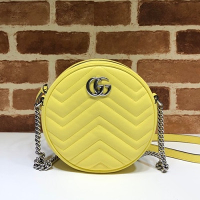 Gucci 2020 GG Marmont Mini Round Women Shoulder Bag,18CM - 구찌 2020 GG 마몬트 미니 라운드 여성용 숄더백 550154,GUB1159,18CM,옐로우