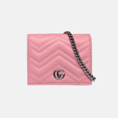 Gucci 2020 Ladies Leather Chain Wallet ,625693- 구찌 2020 여성용 레더 체인 반지갑,GUW0156.Size(11cm), 핑크