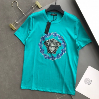 [베르사체]Versace 2020 Mens Logo Silket Short Sleeved Tshirts - 베르사체 2020 남성 메두사 실켓 반팔티 Ver0670x.Size(m - 3xl).블루