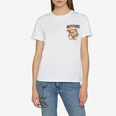 [모스키노]Moschino 2020 Womens Logo Cotton Short Sleeved Tshirts - 모스키노 2020 여성 로고 코튼 반팔티 Mos0094x.Size(s - l).화이트