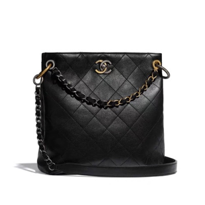 Chanel 2020 Leather Bucket Shoulder Bag ,24CM - 샤넬 2020 레더 버킷 숄더백  CHAB1556,24CM,블랙