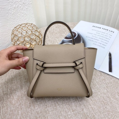 Celine 2020 Leather Mini Belt Shoulder Bag,21CM - 셀린느 2020 레더 미니  벨트 숄더백 ,99970-23,21CM,베이지