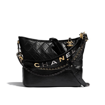 Chanel 2020 Gabrielle Hobo Leather Shoulder Bag ,28CM - 샤넬 2020 가브리엘 호보 레더 숄더백,CHAB1558,28CM,블랙