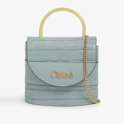 Chole 2020 Aby Lock Leather Tote Shoulder Bag, 17cm -  끌로에 2020 애비 락 레더 토트 숄더백,CLB0206,17cm,스카이블루