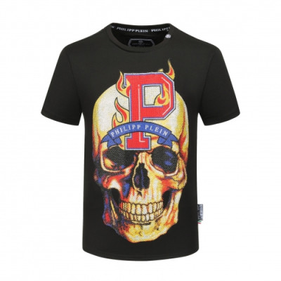 [필립플레인]Philipp-plein 2020 Mens Logo Cotton Short Sleeved Tshirts - 필립플레인 2020 남성 로고 코튼 반팔티 Phi0107x.Size(m - 4xl).블랙