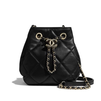 Chanel 2020 Leather Bucket Shoulder Bag ,18CM - 샤넬 2020 레더 버킷 숄더백  CHAB1562,18CM,블랙