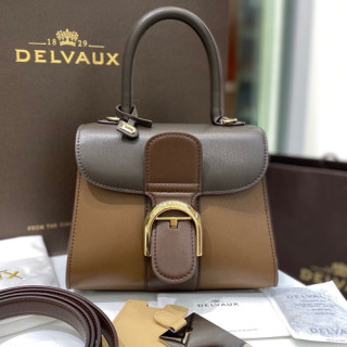 Delvaux 2020 Brillant Leather Tote Shoulder Bag,20CM - 델보 2020 브리앙 레더 토트 숄더백,DVB0351.20CM,브라운