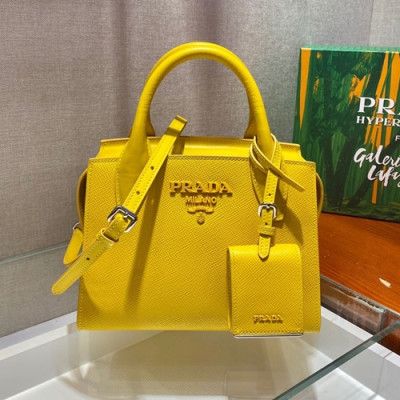 Prada 2020 Leather Tote Shoulder Bag,22CM - 프라다 2020 레더 토트 숄더백,1BA269-9,22cm,옐로우