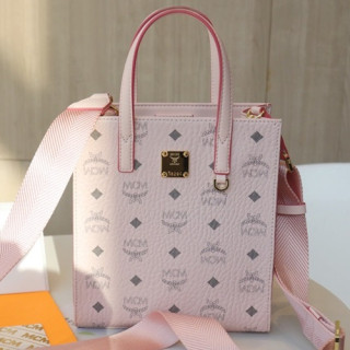 MCM 2020 Tote Shoulder Shopper Bag,22cm - 엠씨엠 2020 여성용 토트 숄더 쇼퍼백 MCMB0470, 22cm,핑크