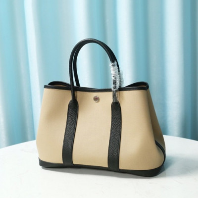 Hermes 2020 Garden Canvas Leather Tote Bag ,30cm - 에르메스 2020 가든파티 캔버스 여성용 토트백 HERB0839,30cm,베이지