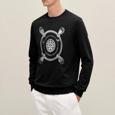 Hermes 2020 Mens Crew-neck Casual Cotton Tshirts- 에르메스 2020 남성 크루넥 캐쥬얼 코튼 기모 긴팔티 Her0504x.Size(m - 2xl).블랙